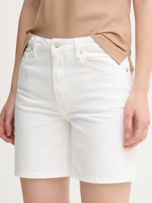 Tommy Hilfiger szorty jeansowe damskie kolor biały gładkie high waist WW0WW45924