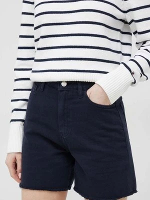 Tommy Hilfiger szorty jeansowe damskie kolor granatowy gładkie high waist