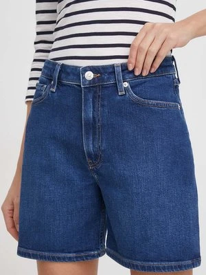 Tommy Hilfiger szorty jeansowe damskie kolor granatowy gładkie high waist WW0WW41320