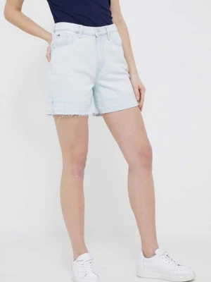 Zdjęcie produktu Tommy Hilfiger szorty jeansowe damskie kolor niebieski gładkie high waist