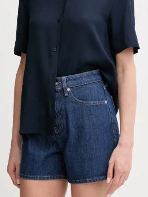 Tommy Hilfiger szorty jeansowe damskie kolor niebieski gładkie high waist WW0WW44385