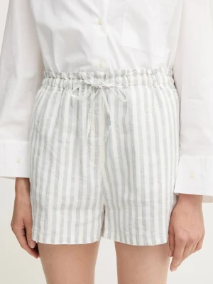 Tommy Hilfiger szorty lniane damskie kolor biały wzorzyste high waist WW0WW45773