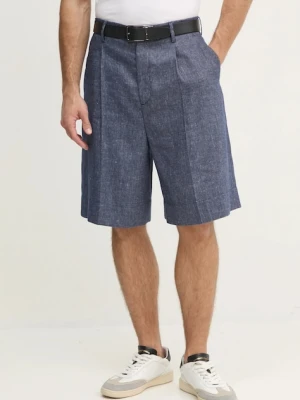 Tommy Hilfiger szorty lniane męskie kolor niebieski SQTHL7544.SQTH503