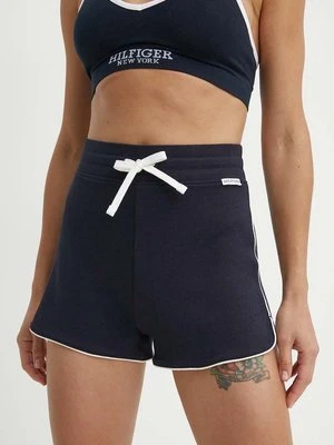 Tommy Hilfiger szorty lounge kolor granatowy gładkie high waist UW0UW05235