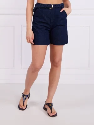 Tommy Hilfiger Szorty + pasek DNM FLARE SHORT HW BELT EMMA | Regular Fit