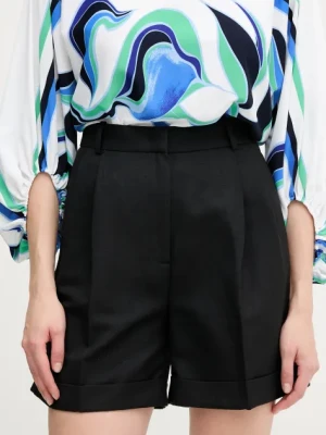 Tommy Hilfiger szorty z domieszką lnu damskie kolor czarny gładkie high waist WW0WW44767