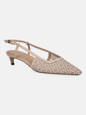 Tommy Hilfiger szpilki MONO SQUARED TOE KITTEN SLINGB kolor beżowy FW0FW08746