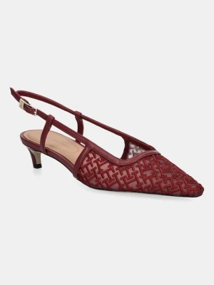Tommy Hilfiger szpilki MONO SQUARED TOE KITTEN SLINGB kolor bordowy FW0FW08746