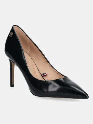 Tommy Hilfiger szpilki skórzane CLOSED PUMP ABRASIVATO kolor czarny FW0FW08969