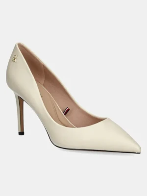 Tommy Hilfiger szpilki skórzane ESSENTIAL POINTED PUMP kolor beżowy FW0FW07533