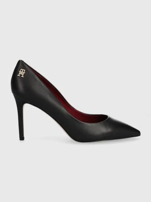 Tommy Hilfiger szpilki skórzane ESSENTIAL POINTED PUMP kolor czarny FW0FW07533