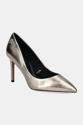 Tommy Hilfiger szpilki skórzane PARTY POINTED METALLIC PUMP kolor złoty FW0FW08156