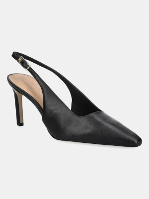 Tommy Hilfiger szpilki skórzane SQUARED TOE HIGH HEEL SLINGBACK kolor czarny FW0FW08636