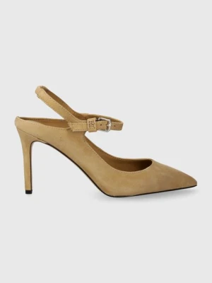 Tommy Hilfiger szpilki zamszowe TH POINTY STRAP HEEL kolor beżowy FW0FW07693