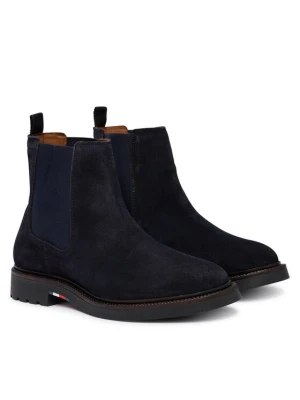 Tommy Hilfiger Sztyblety Corporate Casual Suede Chelsea FM0FM05952 Granatowy