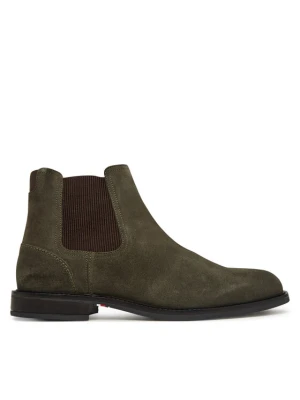 Tommy Hilfiger Sztyblety Corporate Dressy Suede Chelsea FM0FM05953 Khaki