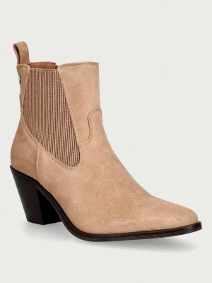 Tommy Hilfiger sztyblety damskie zamszowe SUEDE WESTERN CHELSEA BOOT beżowy