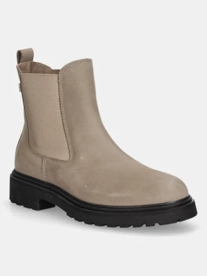Tommy Hilfiger sztyblety nubukowe TH NUBUCK CLEATED CHELSEA damskie kolor beżowy na platformie FW0FW09041