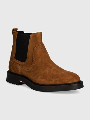 Tommy Hilfiger sztyblety zamszowe HILFIGER COMFORT LWT SUEDE CHEL męskie kolor brązowy FM0FM05104