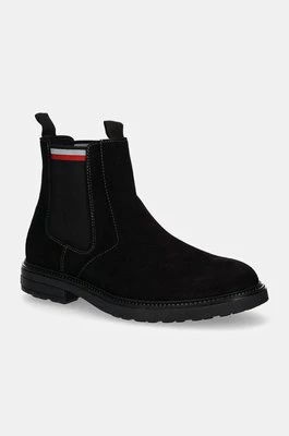 Tommy Hilfiger sztyblety zamszowe HILIFGER OUTDOOR SUEDE CHELSEA męskie kolor czarny FM0FM05191