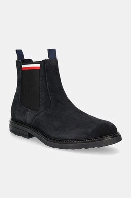 Tommy Hilfiger sztyblety zamszowe HILIFGER OUTDOOR SUEDE CHELSEA męskie kolor granatowy FM0FM05191