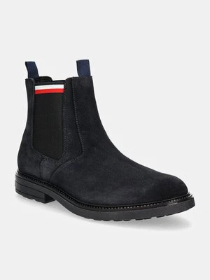 Tommy Hilfiger sztyblety zamszowe HILIFGER OUTDOOR SUEDE CHELSEA męskie kolor granatowy FM0FM05191