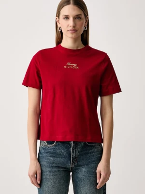 Tommy Hilfiger T-shirt basic damski bawełniany czerwony