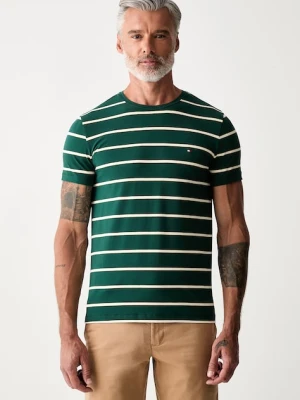 Tommy Hilfiger T-shirt basic męski bawełniany z elastanem zielony