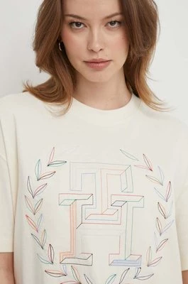 Tommy Hilfiger t-shirt bawełniany damski kolor beżowy