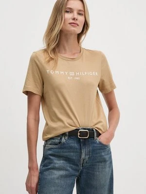 Tommy Hilfiger t-shirt bawełniany damski kolor beżowy WW0WW40276