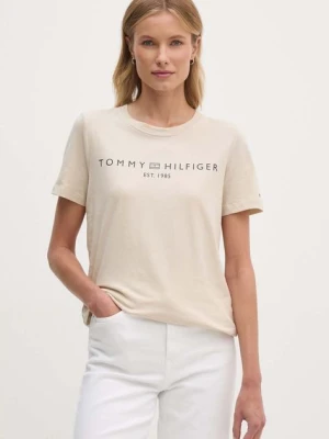 Tommy Hilfiger t-shirt bawełniany damski kolor beżowy WW0WW40276