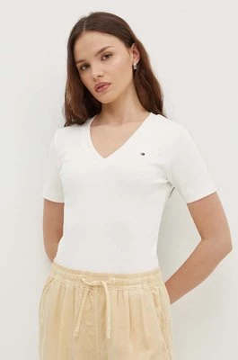 Tommy Hilfiger t-shirt bawełniany damski kolor beżowy WW0WW40584