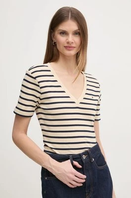 Tommy Hilfiger t-shirt bawełniany damski kolor beżowy WW0WW40584