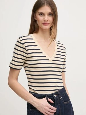 Tommy Hilfiger t-shirt bawełniany damski kolor beżowy WW0WW40584