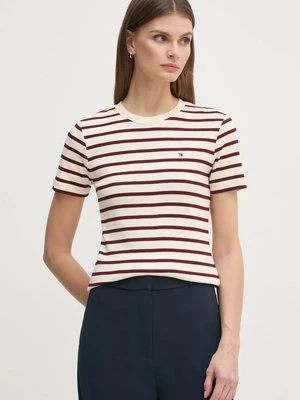 Tommy Hilfiger t-shirt bawełniany damski kolor beżowy WW0WW40587