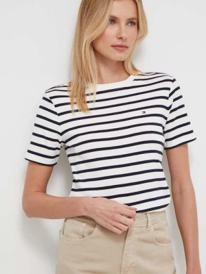 Tommy Hilfiger t-shirt bawełniany damski kolor beżowy WW0WW40587