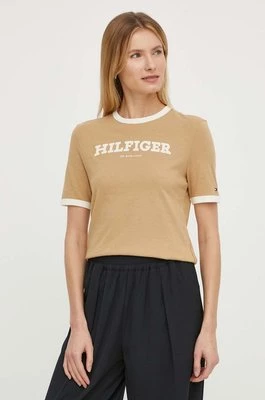 Tommy Hilfiger t-shirt bawełniany damski kolor beżowy WW0WW41208