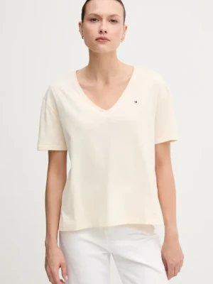 Tommy Hilfiger t-shirt bawełniany damski kolor beżowy WW0WW43901