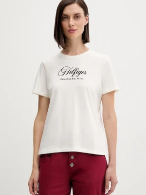 Tommy Hilfiger t-shirt bawełniany damski kolor beżowy WW0WW46120