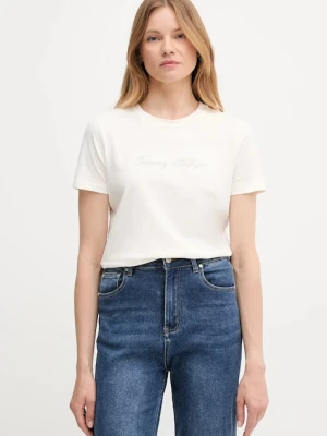 Tommy Hilfiger t-shirt bawełniany damski kolor beżowy WW0WW47210