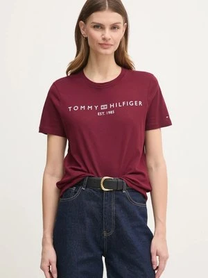 Tommy Hilfiger t-shirt bawełniany damski kolor bordowy WW0WW40276