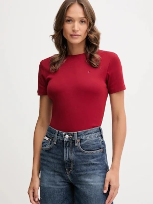 Tommy Hilfiger t-shirt bawełniany damski kolor bordowy WW0WW40587
