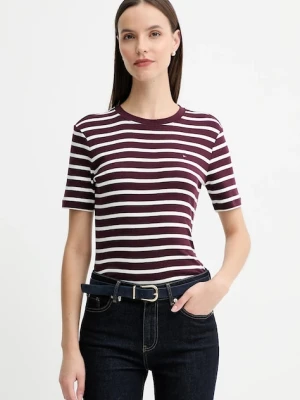 Tommy Hilfiger t-shirt bawełniany damski kolor bordowy WW0WW40587