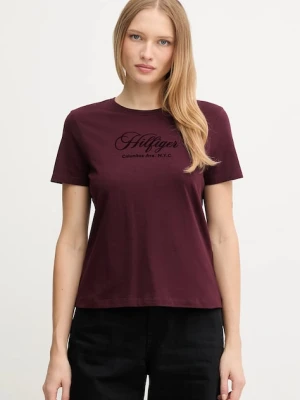 Tommy Hilfiger t-shirt bawełniany damski kolor bordowy WW0WW46120