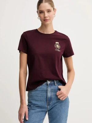 Tommy Hilfiger t-shirt bawełniany damski kolor bordowy WW0WW46153