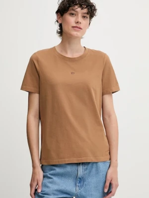 Tommy Hilfiger t-shirt bawełniany damski kolor brązowy WW0WW45626