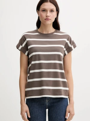 Tommy Hilfiger t-shirt bawełniany damski kolor brązowy WW0WW45628