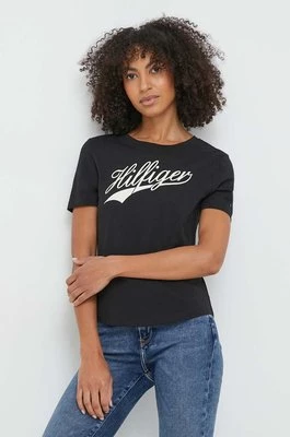 Tommy Hilfiger t-shirt bawełniany damski kolor czarny WW0WW41056