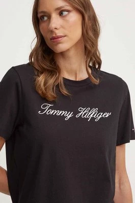 Tommy Hilfiger t-shirt bawełniany damski kolor czarny WW0WW43459