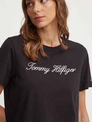 Zdjęcie produktu Tommy Hilfiger t-shirt bawełniany damski kolor czarny WW0WW43459